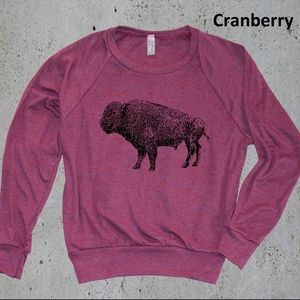 Buffalo Vintage Bison Graphic Print Raglan Sweater